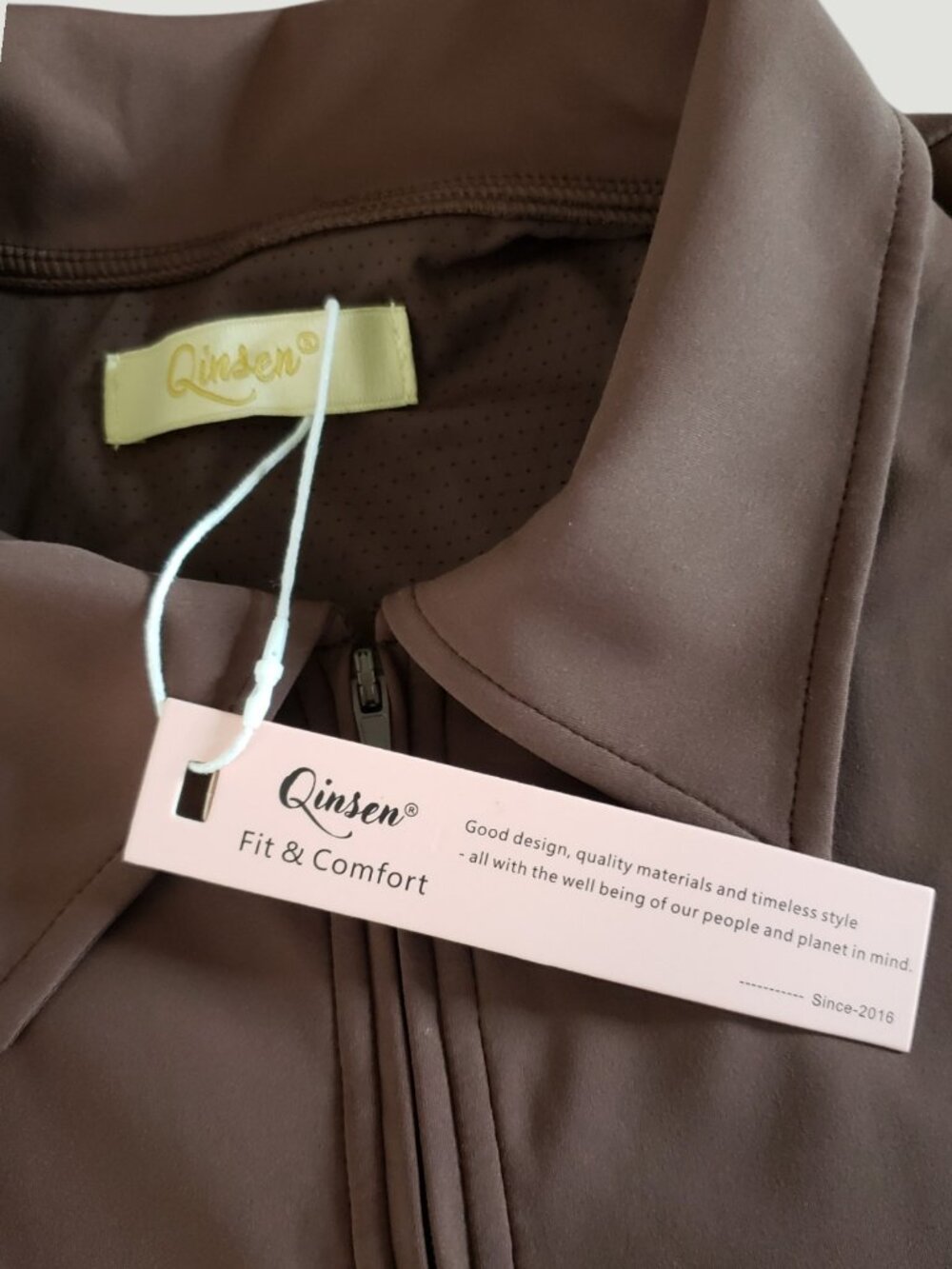 QINSEN Womens Tennis/Golf Dress Polo Collar Racer Back  W/Shorts Brown Large - Picture 13 of 15